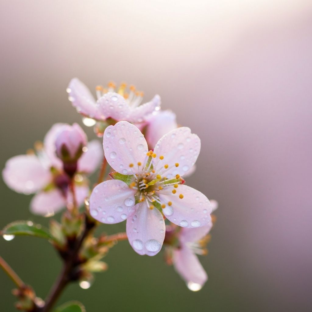 Zarte Blüten im Morgentau